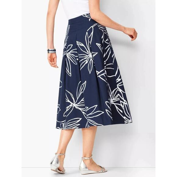 RSVP by Talbots Women's Blue Silver Floral Pleated Zip A-line Skirt Size 22WP - Picture 4 of 13
